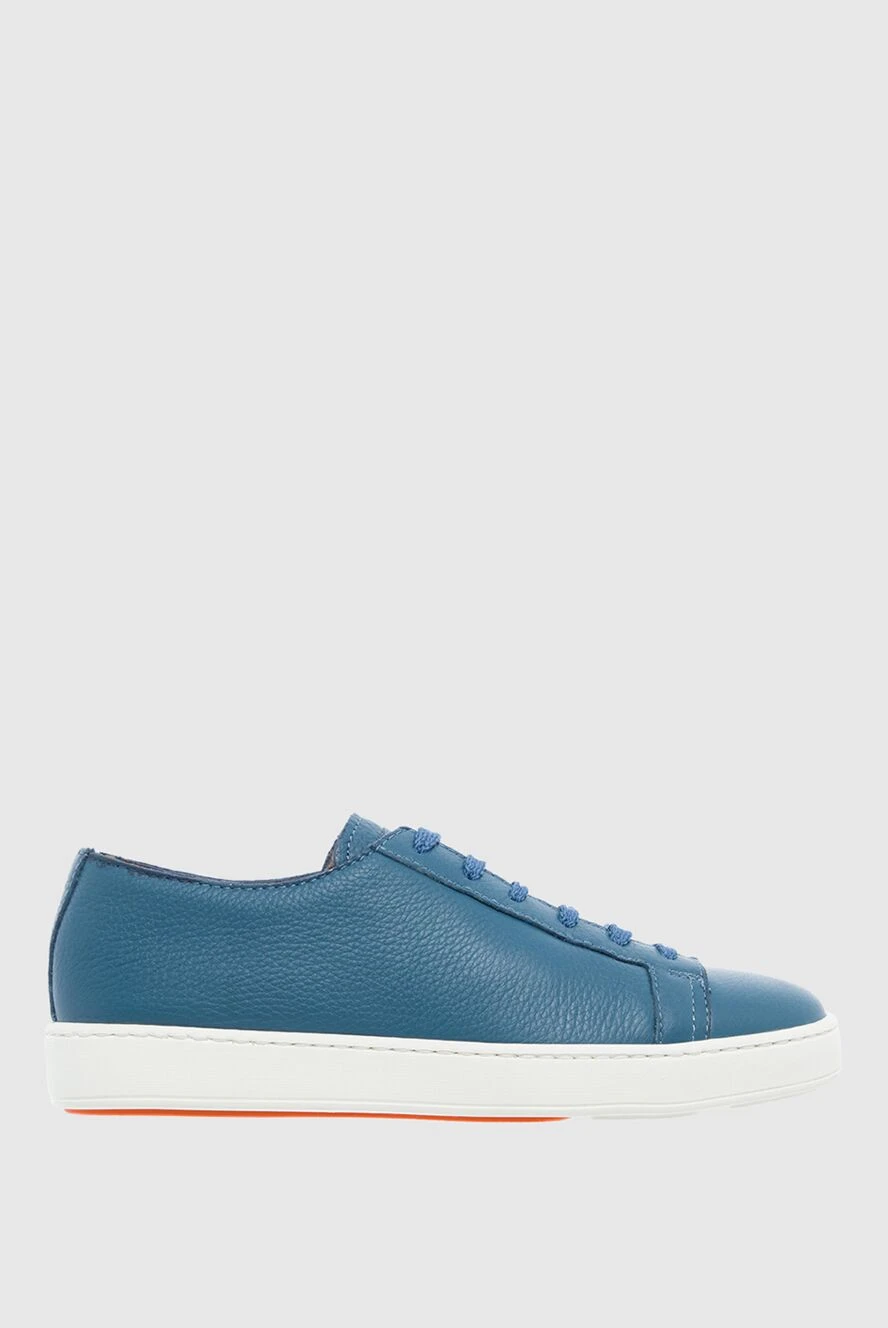 Santoni man light blue leather sneakers for men купить с ценами и фото 161961 - photo 1