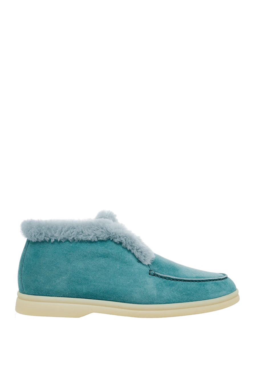 Loro Piana woman green nubuck and fur loafers for women купить с ценами и фото 162049 - photo 1