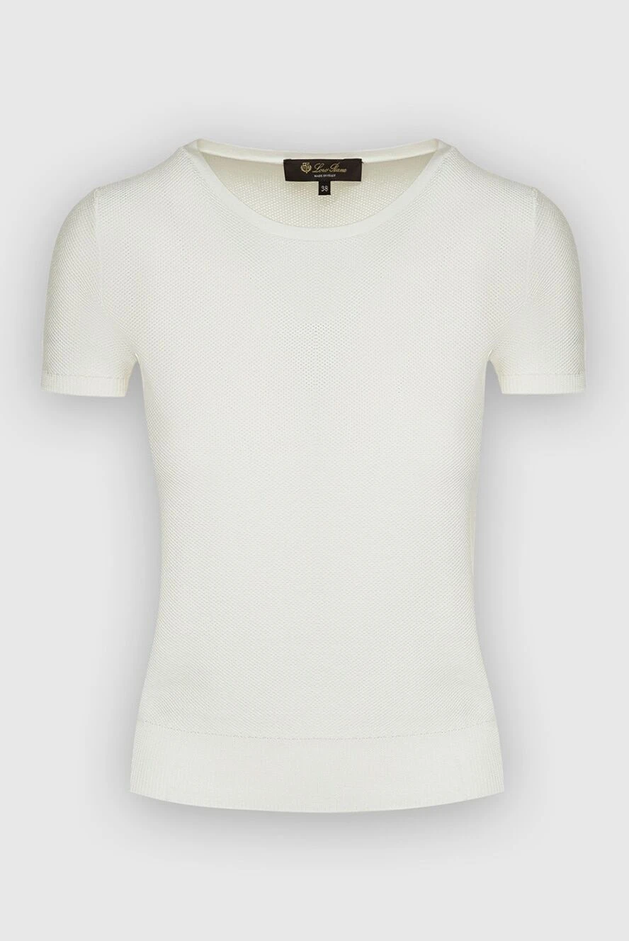 Loro Piana woman jumper with short sleeves made of silk and cotton, white for women купить с ценами и фото 162070 - photo 1