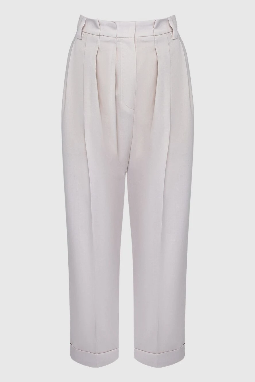 Brunello Cucinelli woman beige wool trousers for women купить с ценами и фото 162235 - photo 1