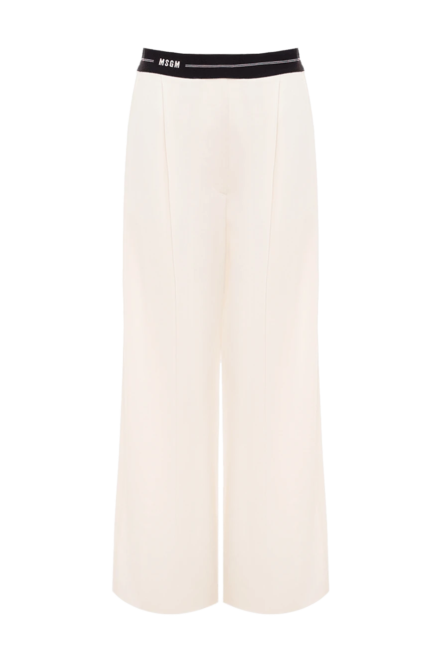 MSGM woman white viscose and wool trousers for women купить с ценами и фото 162287 - photo 1