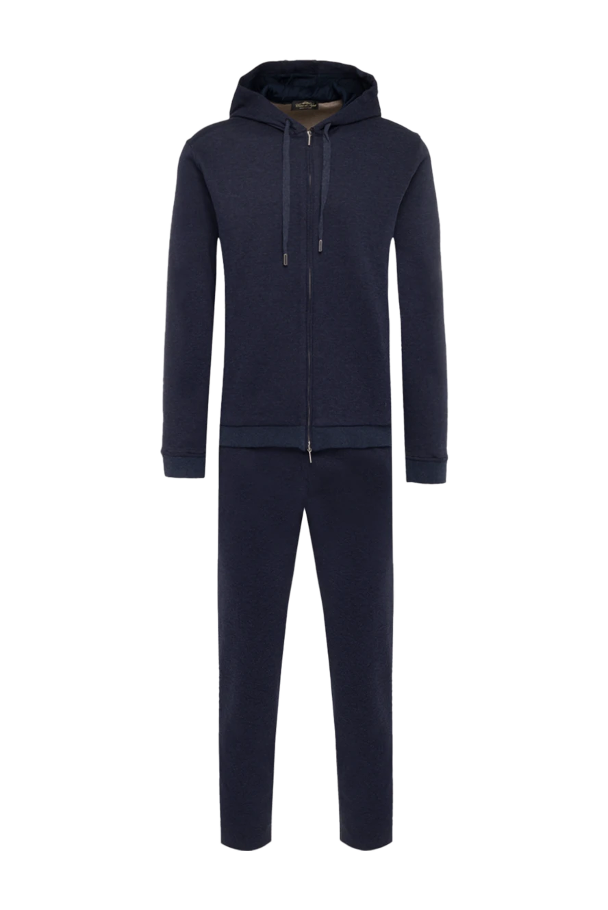 Cesare di Napoli костюм спортивный синий хлопковый с капюшоном приталенный мужской 162507 - фото 1