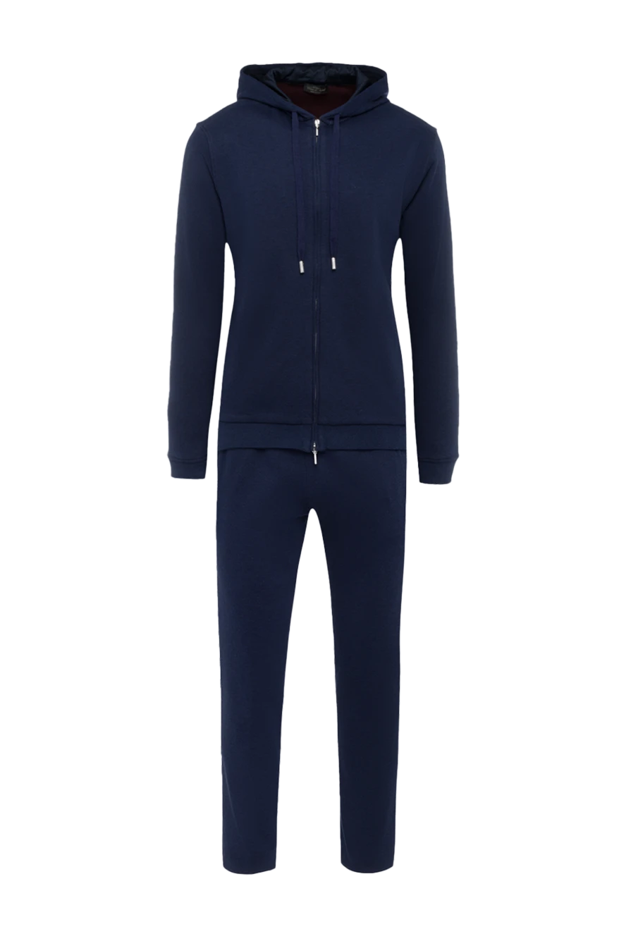 Cesare di Napoli костюм спортивный синий хлопковый с капюшоном трикотажный приталенный мужской 162519 - фото 1