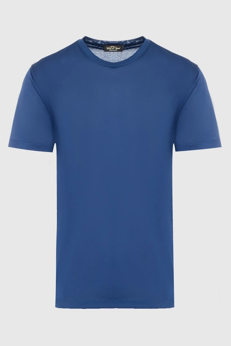 Cesare di Napoli man cotton t-shirt blue for men купить с ценами и фото 162529 - photo 1