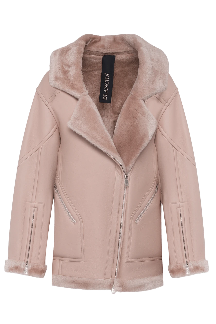 Blancha woman women's sheepskin coat made of genuine leather and fur, pink купить с ценами и фото 162572 - photo 1