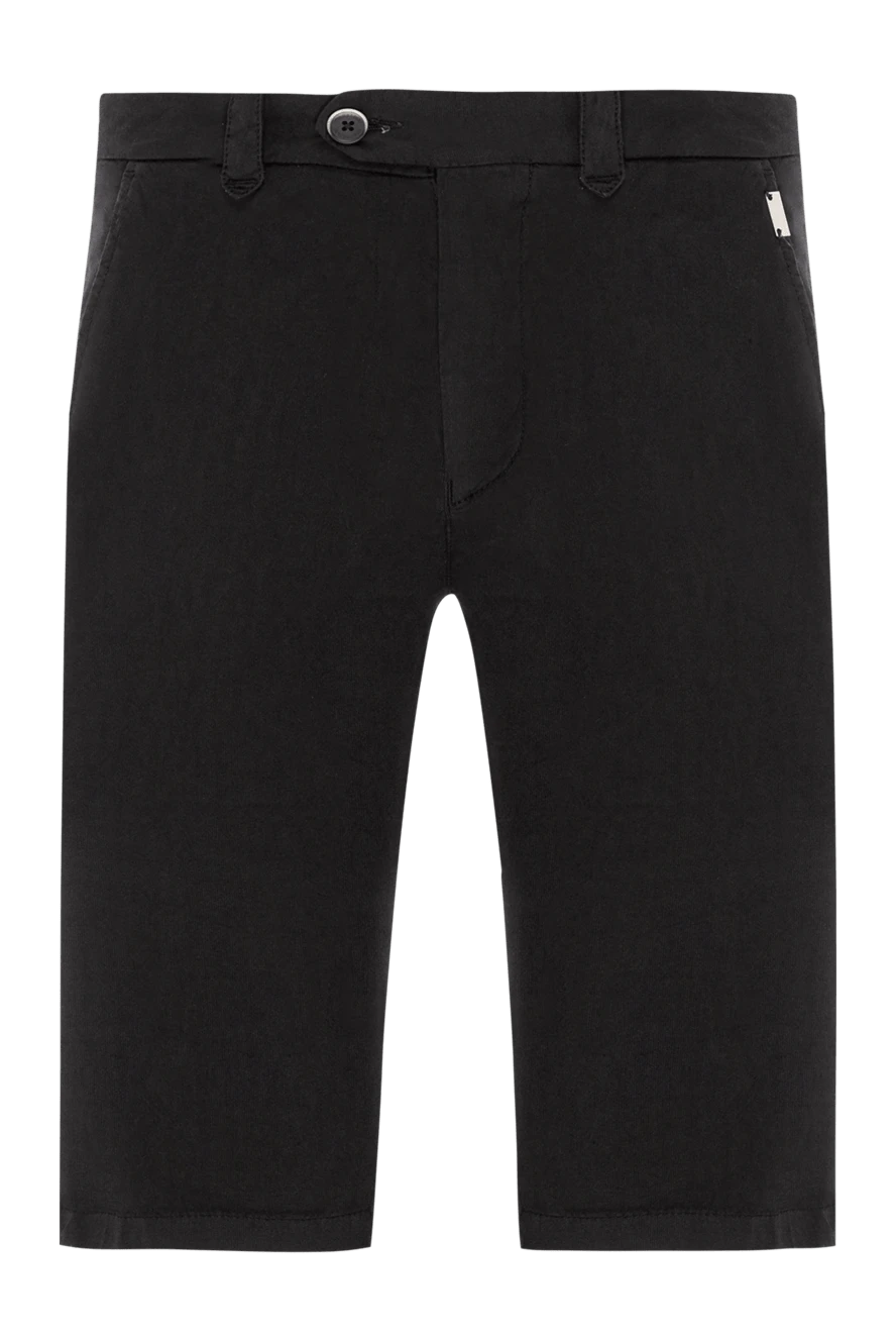 Corneliani ерлерге арналған зығыр және мақта-матадан жасалған қара көк түсті белбеуі бар шорт 162605 - фото 1