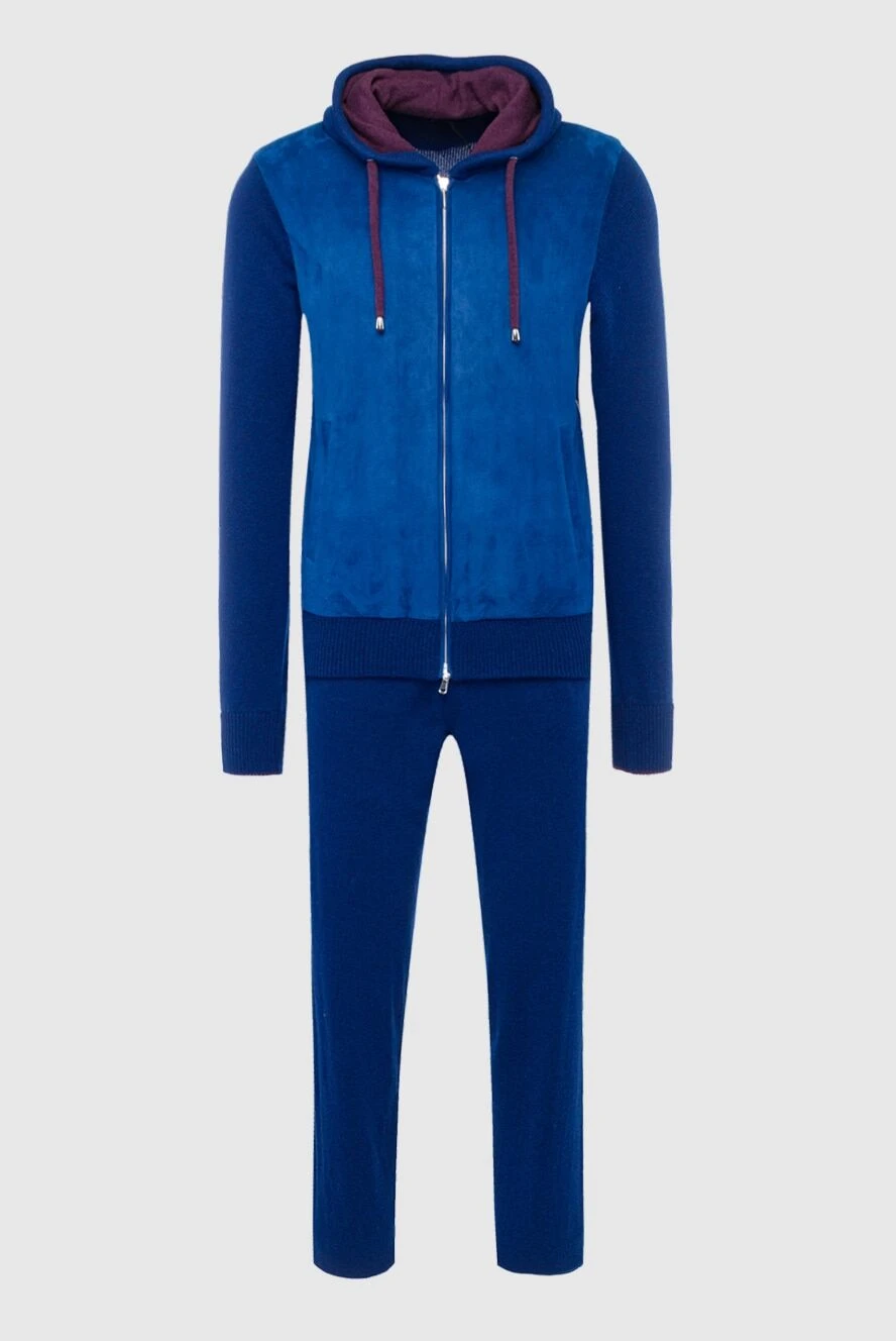 Cesare di Napoli man men's sports suit made of wool, viscose and cashmere, blue купить с ценами и фото 162685 - photo 1