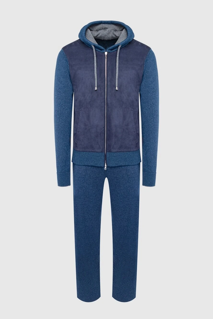 Cesare di Napoli man men's sports suit made of wool, viscose and cashmere, blue купить с ценами и фото 162686 - photo 1