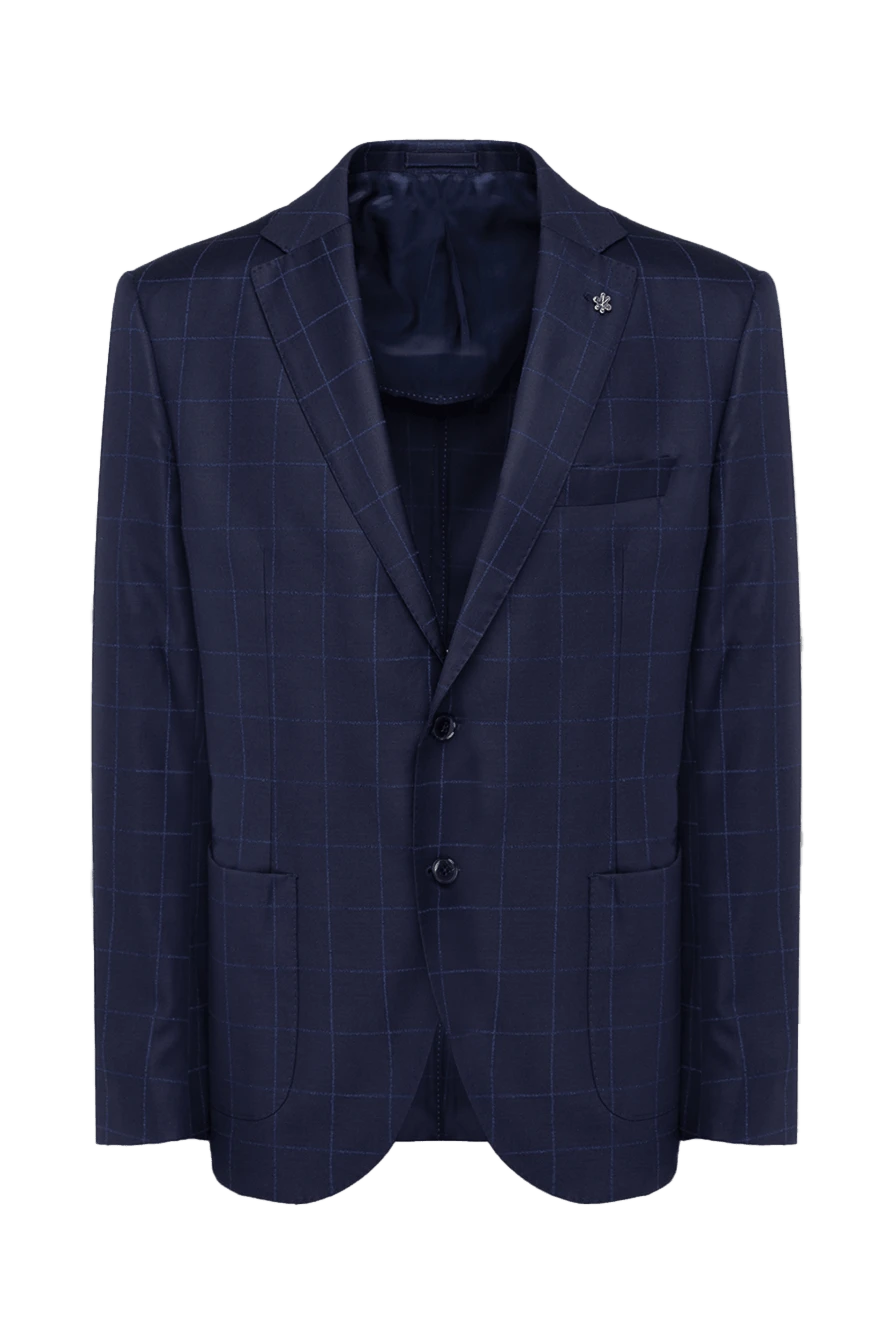 Lubiam жакет шерстяной тёмно синий с геометрическим узором 162730 - фото 1