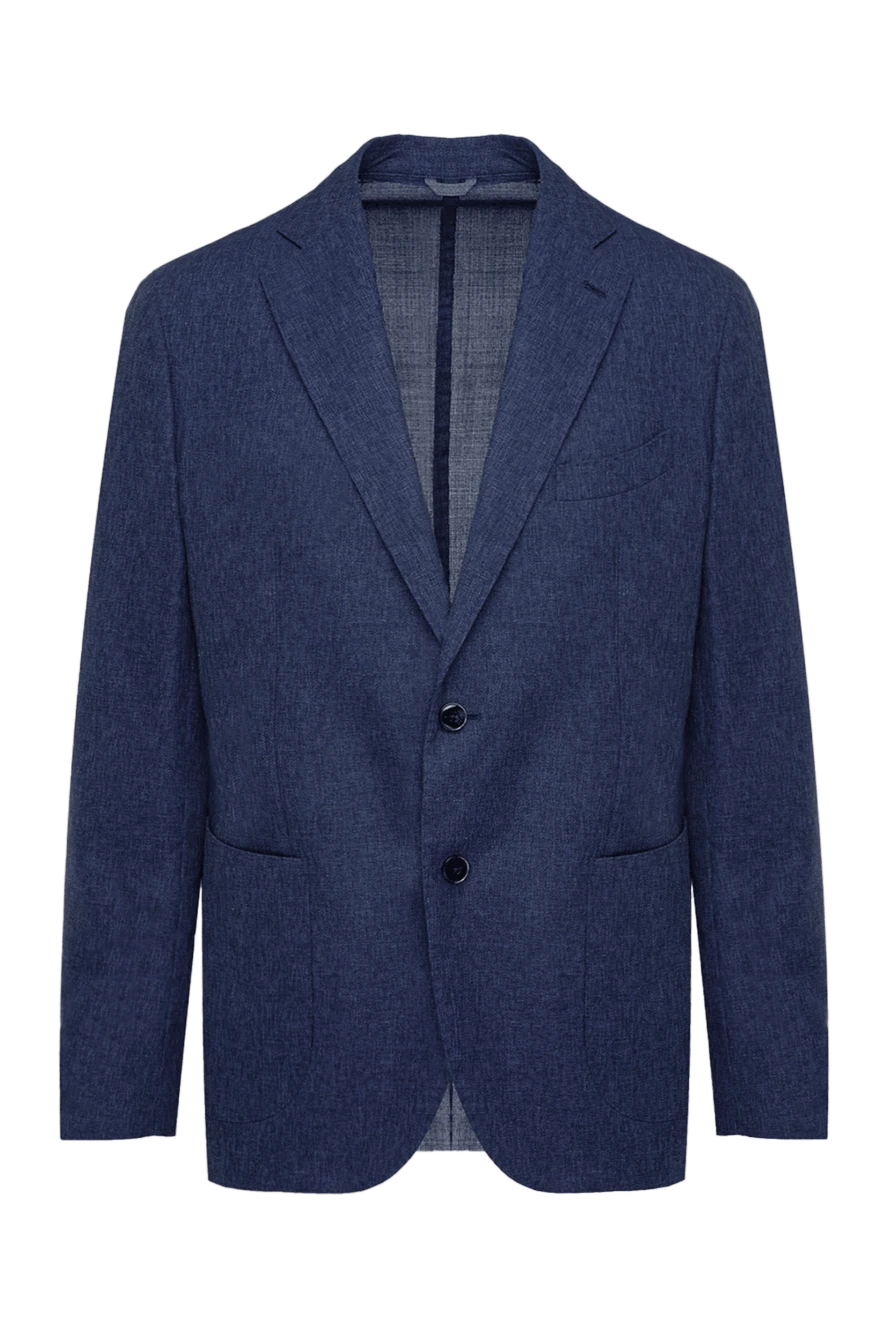 Lubiam пиджак мужской шерстяной с хлопком и шёлком однобортный однотонный на две пуговицы 162740 - фото 1