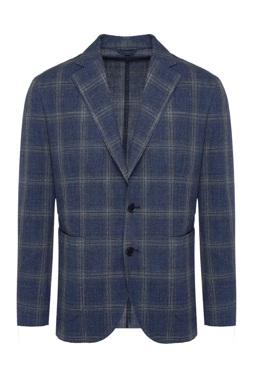 Lubiam мужской синий клетчатый пиджак из хлопка 162751 - фото 1