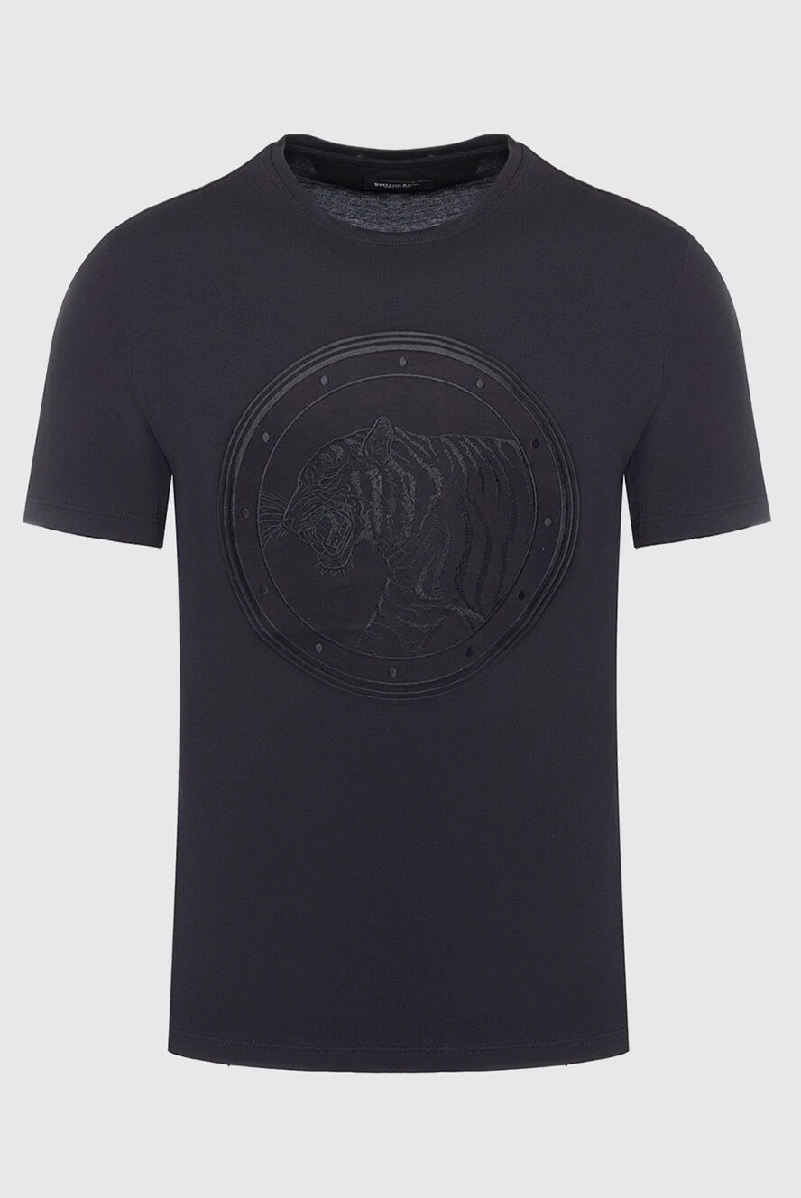 Stefano Ricci жолбарыстың бедерлі бейнесі бар қара мақта футболка 162840 - фото 1