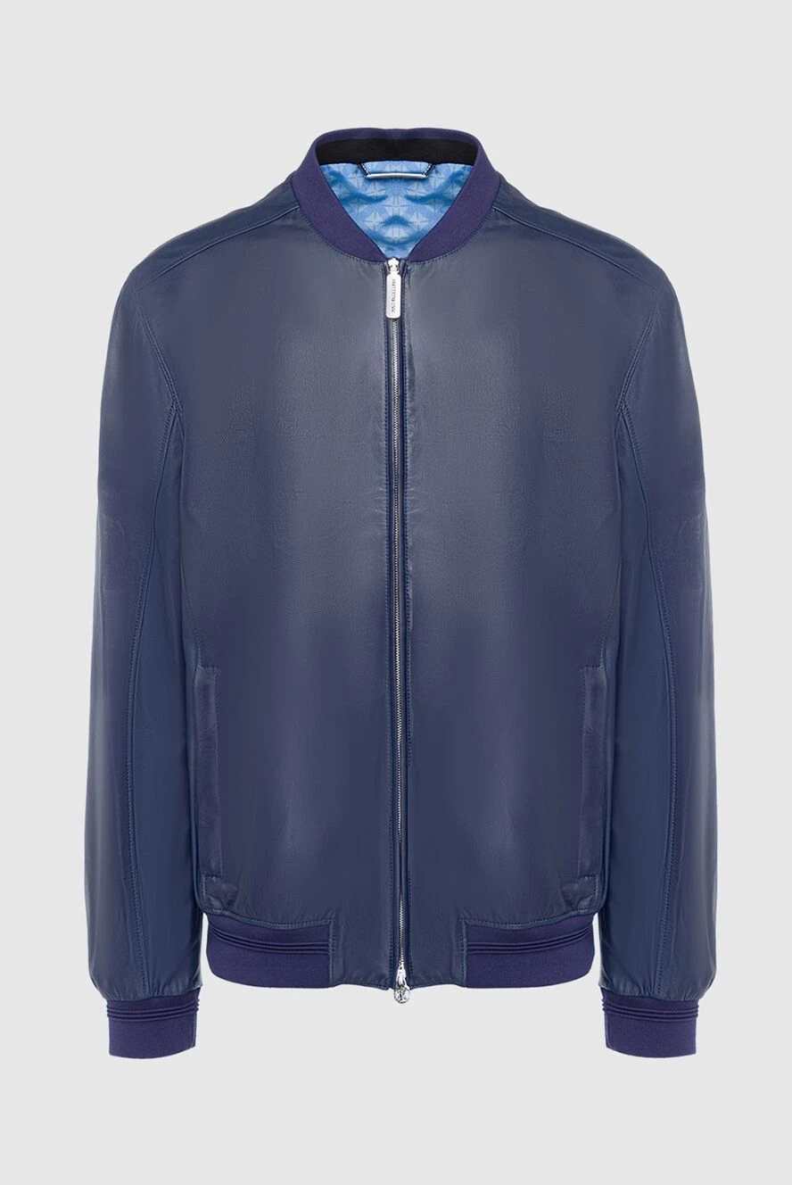 Stefano Ricci куртка из натуральной кожи синяя на молнии 162892 - фото 1