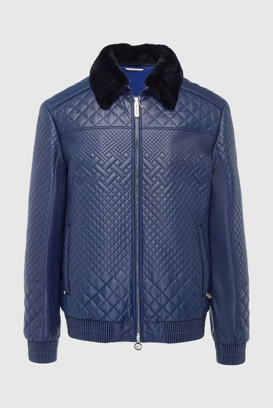 Stefano Ricci куртка из натуральной кожи синяя стеганая с меховым воротником
162900 - фото 1