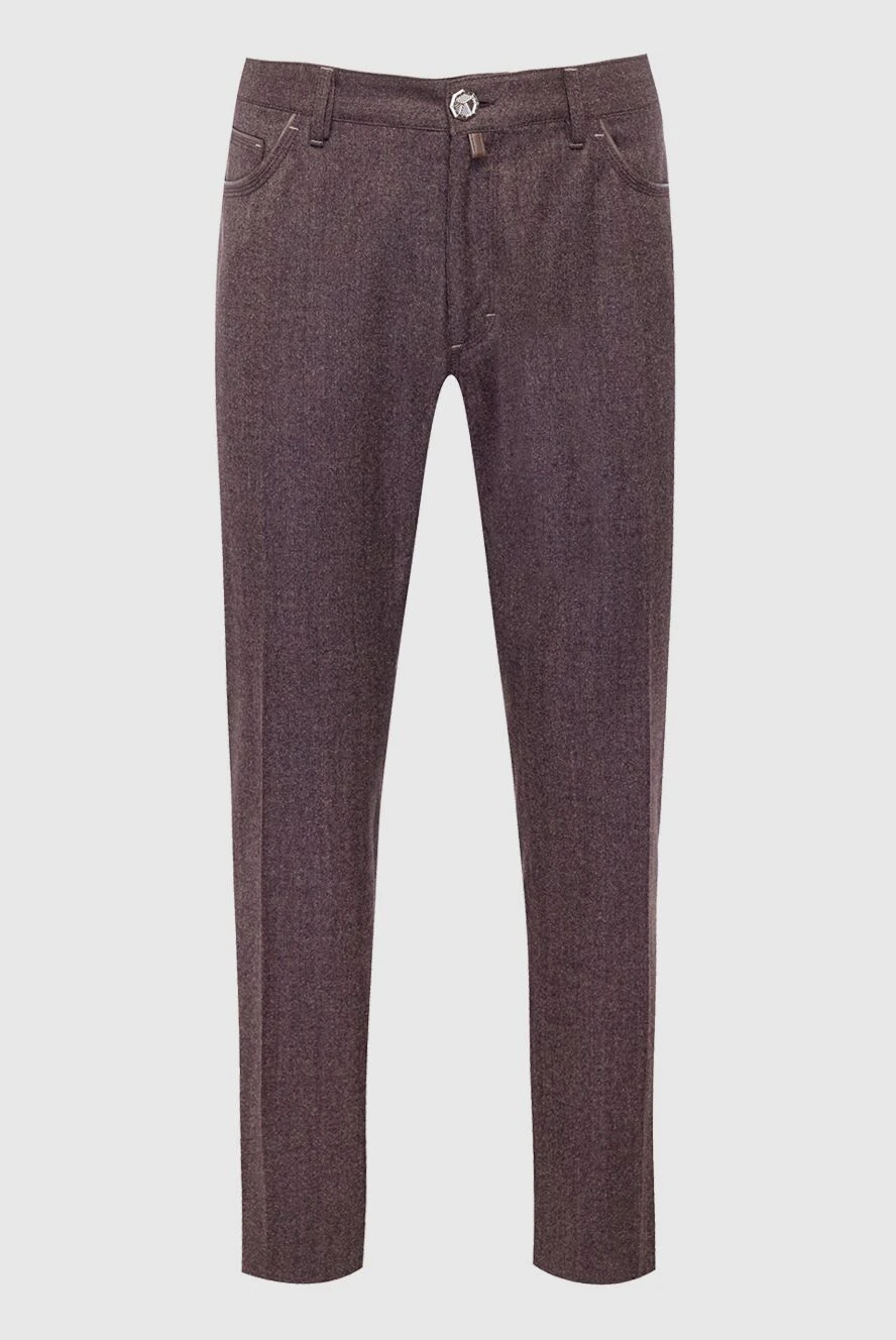 Stefano Ricci қою қоңыр түсті таза жүннен жасалған шалбар 162923 - фото 1