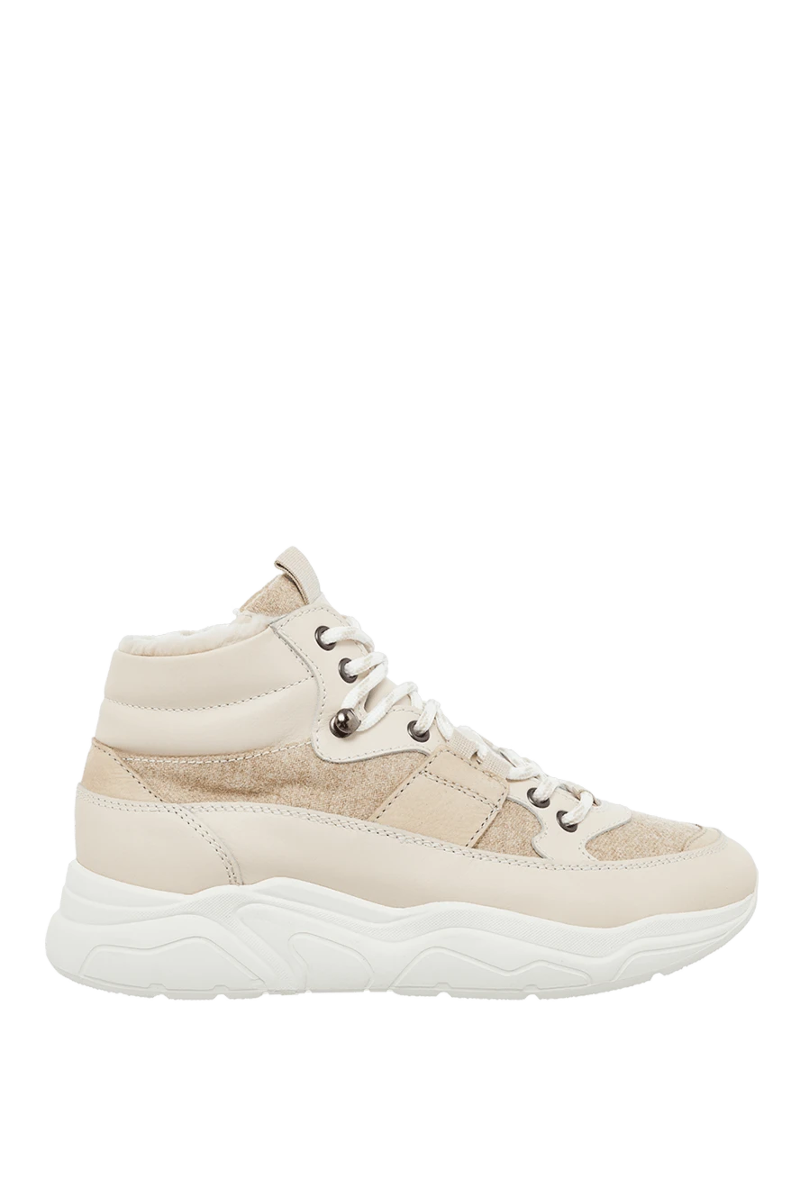 Doucal`s woman beige leather and textile sneakers for women купить с ценами и фото 163146 - photo 1