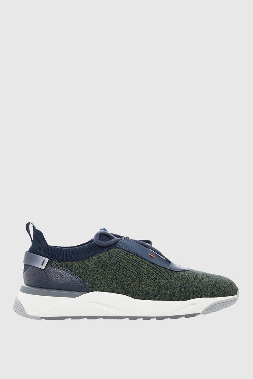 Santoni man sneakers in textile and leather green for men купить с ценами и фото 163156 - photo 1