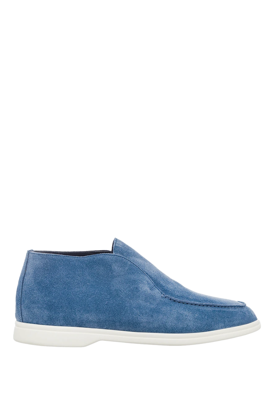 Cesare di Napoli лоферы с высоким верхом из замши голубые мужские 163216 - фото 1