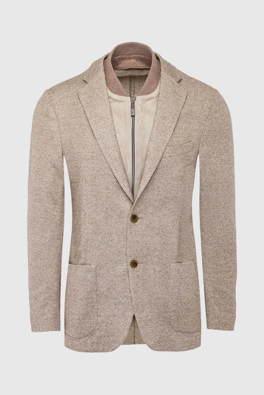 Corneliani man beige men's cashmere and silk jacket купить с ценами и фото 163322 - photo 1