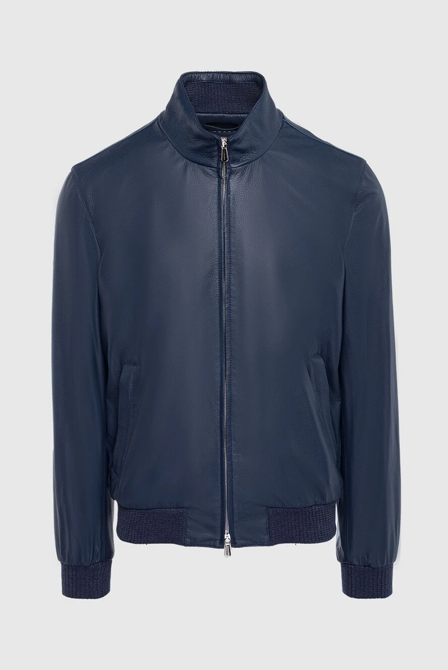 Enrico Mandelli куртка кожаная синяя мужская 163555 - фото 1