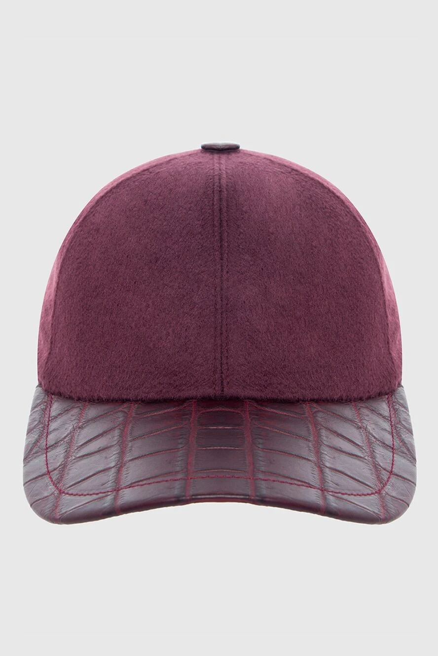 Cesare di Napoli man alligator and cashmere cap burgundy for men купить с ценами и фото 163933 - photo 1