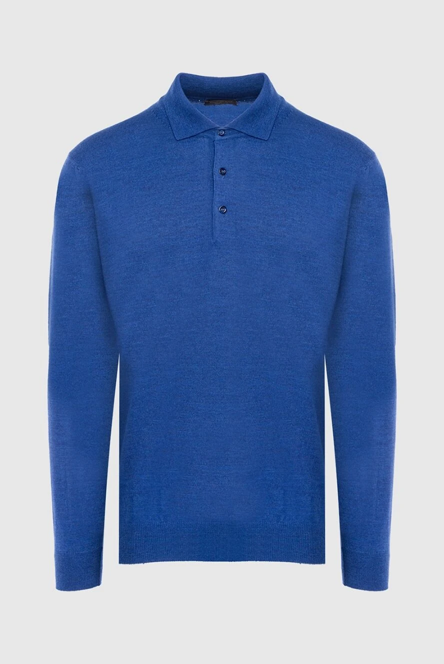 Cesare di Napoli man wool long sleeve polo blue for men купить с ценами и фото 163985 - photo 1