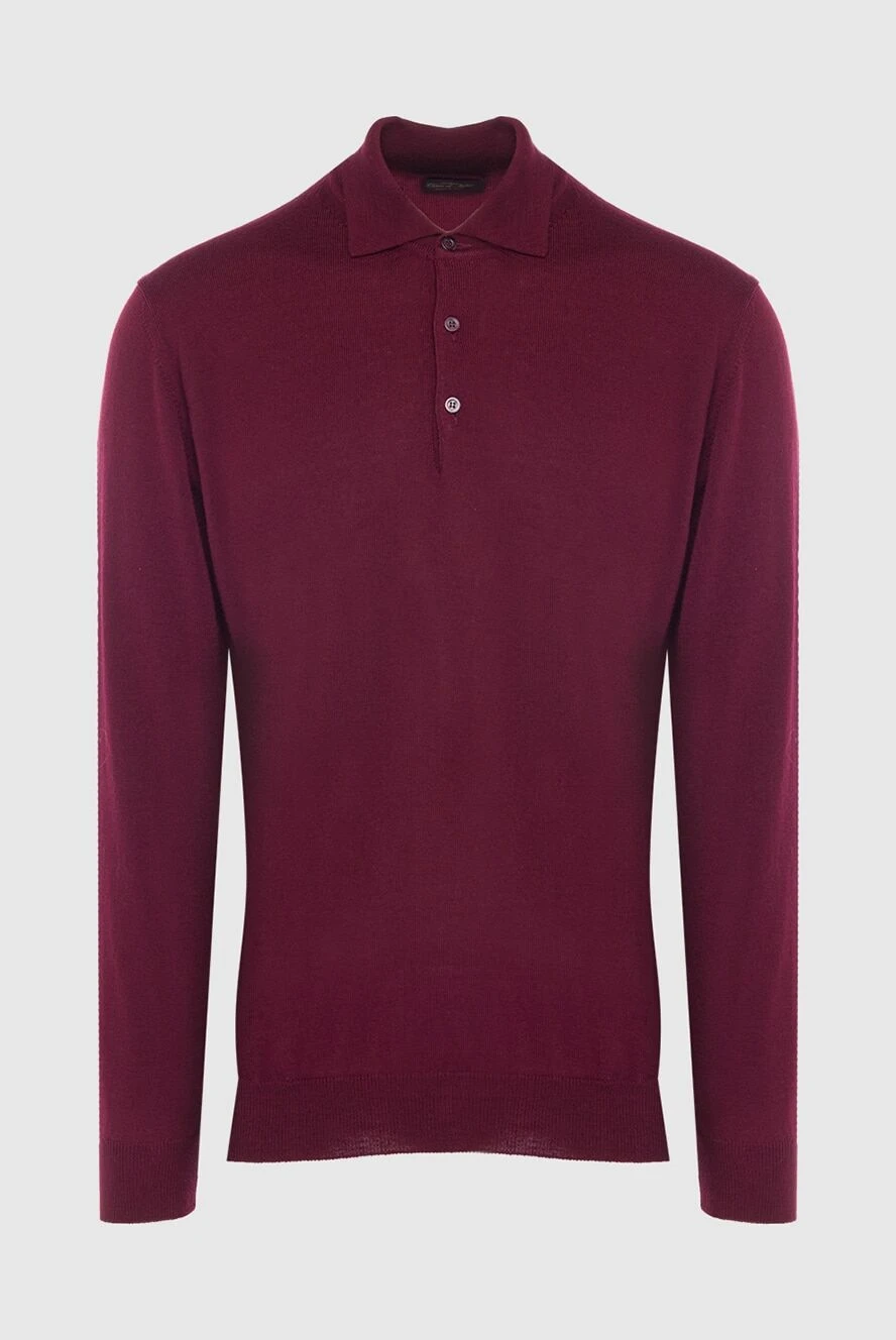 Cesare di Napoli man wool long sleeve polo burgundy for men купить с ценами и фото 163986 - photo 1