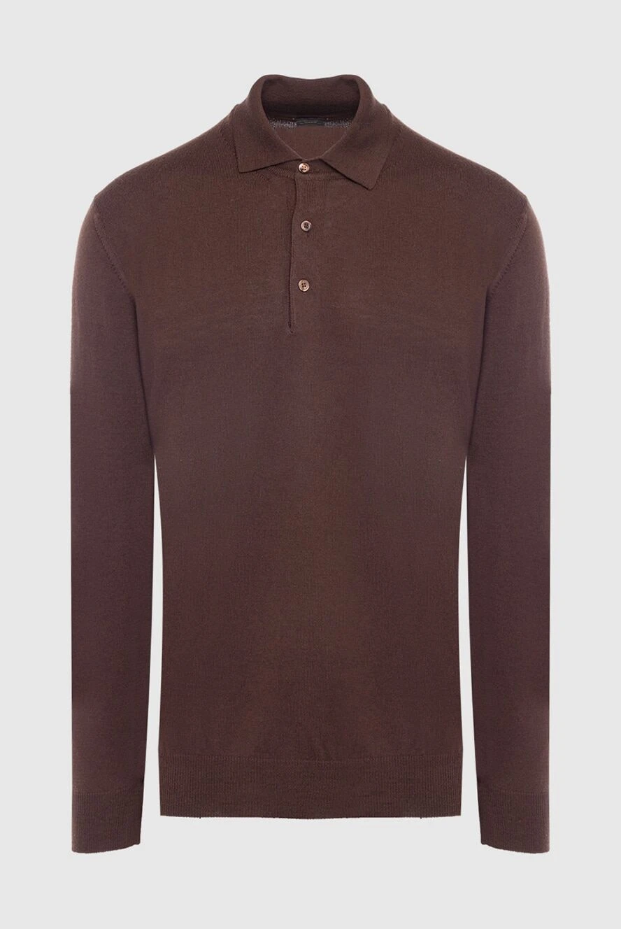 Cesare di Napoli man wool long sleeve polo brown for men купить с ценами и фото 163989 - photo 1