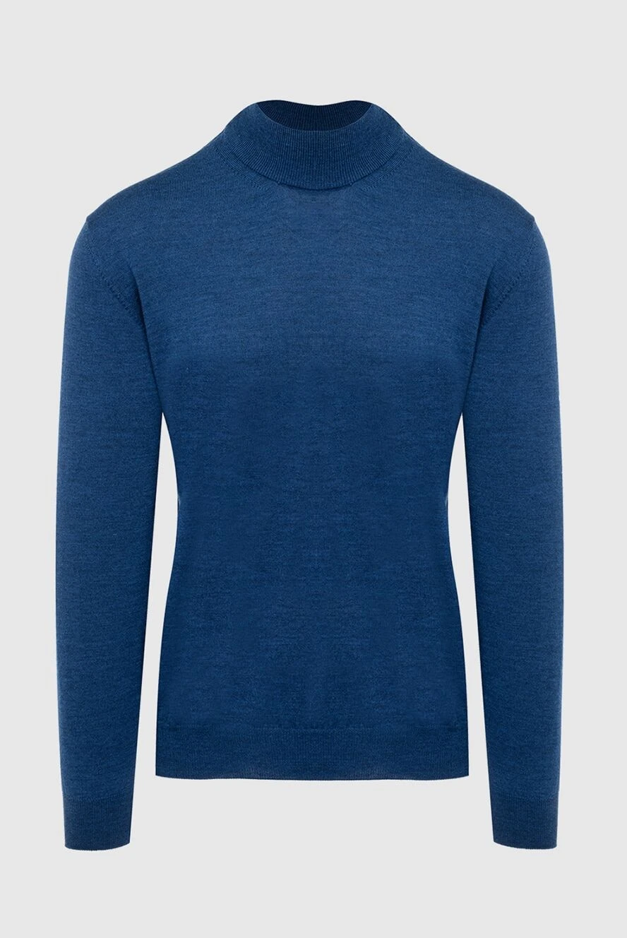 Cesare di Napoli man men's jumper with a high stand-up collar made of wool, blue купить с ценами и фото 164011 - photo 1