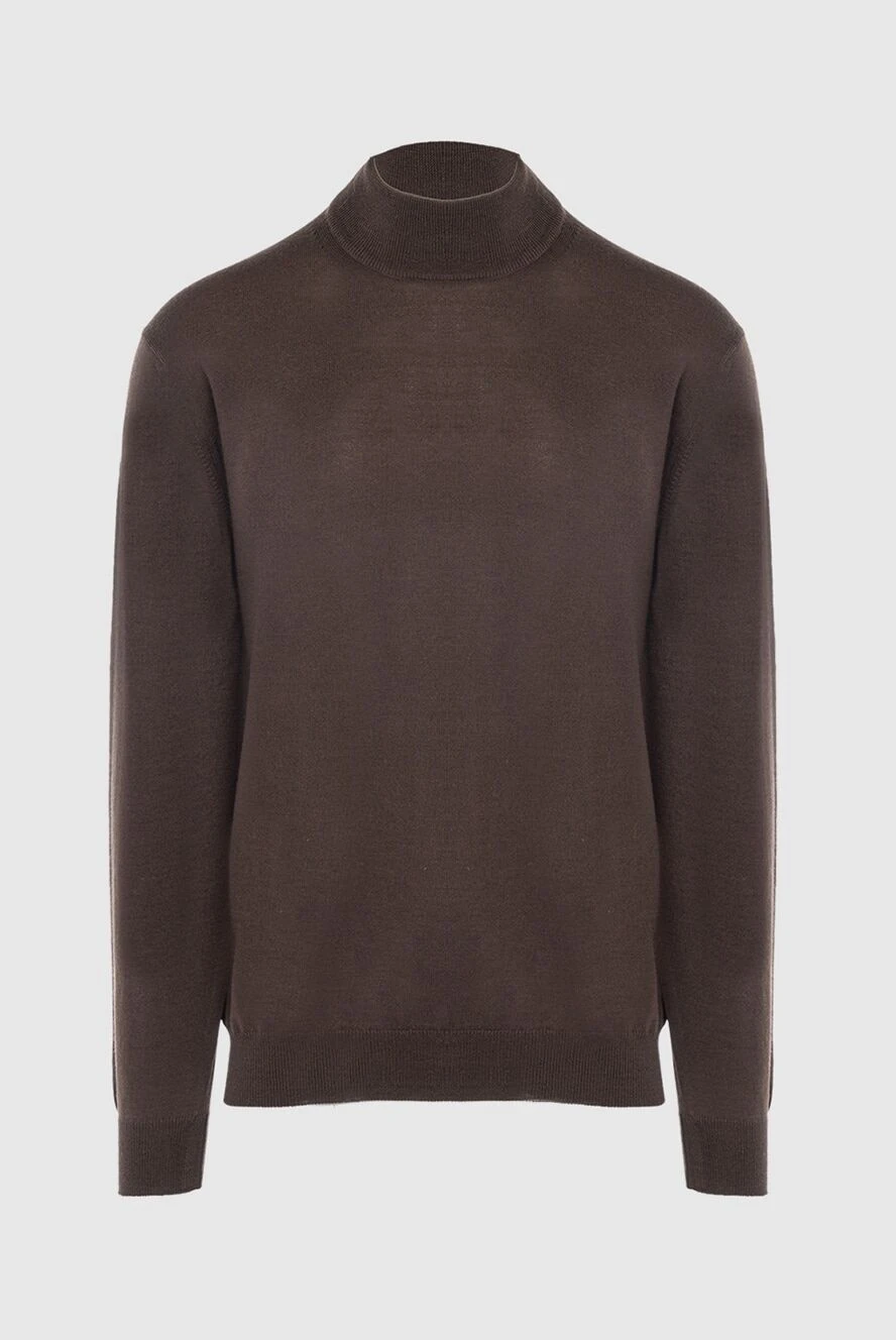 Cesare di Napoli man men's jumper with a high stand-up collar, brown wool купить с ценами и фото 164012 - photo 1