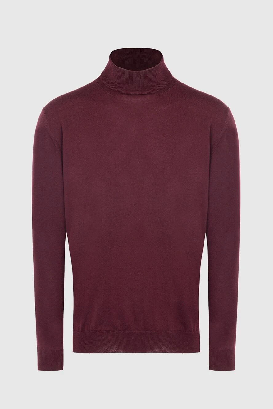 Cesare di Napoli man men's jumper with a high stand-up collar, burgundy wool купить с ценами и фото 164013 - photo 1