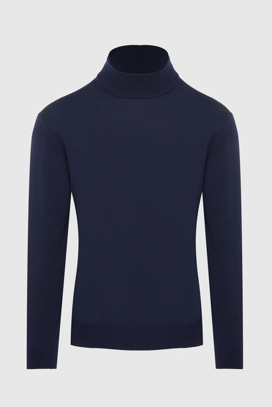 Cesare di Napoli man men's jumper with a high stand-up collar made of wool, blue купить с ценами и фото 164019 - photo 1