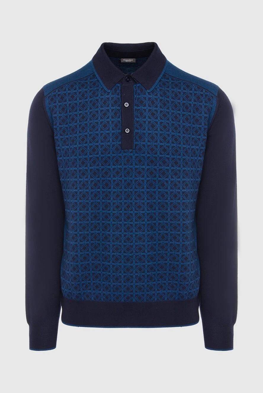 Stefano Ricci жаккард өрнегі бар қалың джерси матасынан тігілген қою көк түсті поло жейде 164068 - фото 1