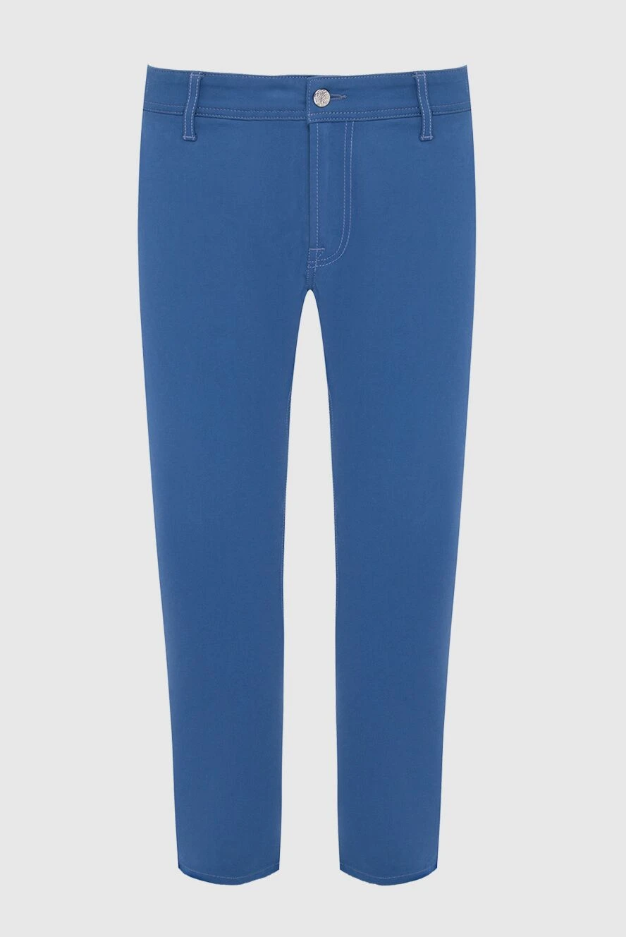 Stefano Ricci джинсы голубые из эластичного хлопка с фирменной нашивкой 164114 - фото 1