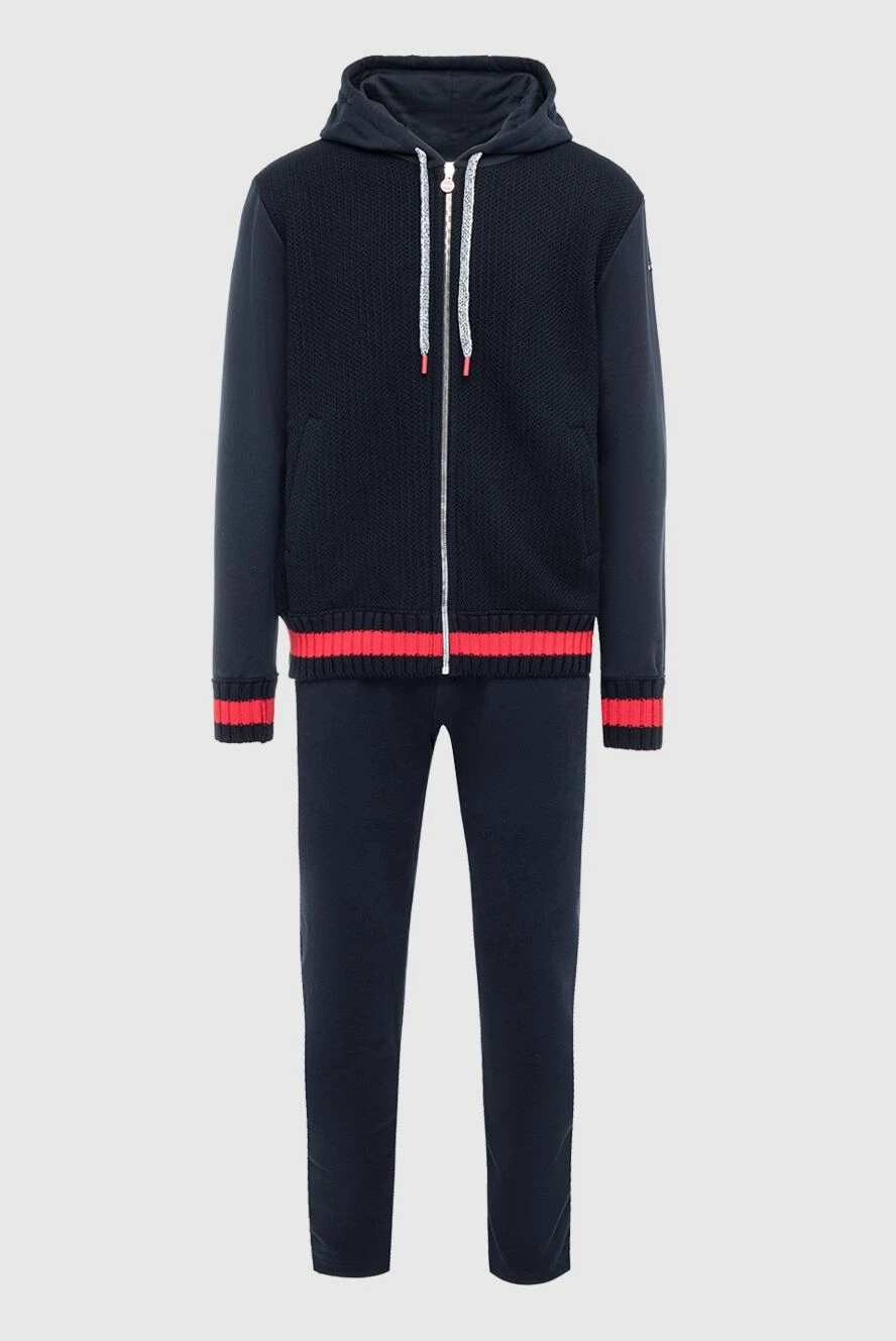 Kiton костюм спортивный темно-синий с капюшоном и контрастными деталями мужской 164254 - фото 1