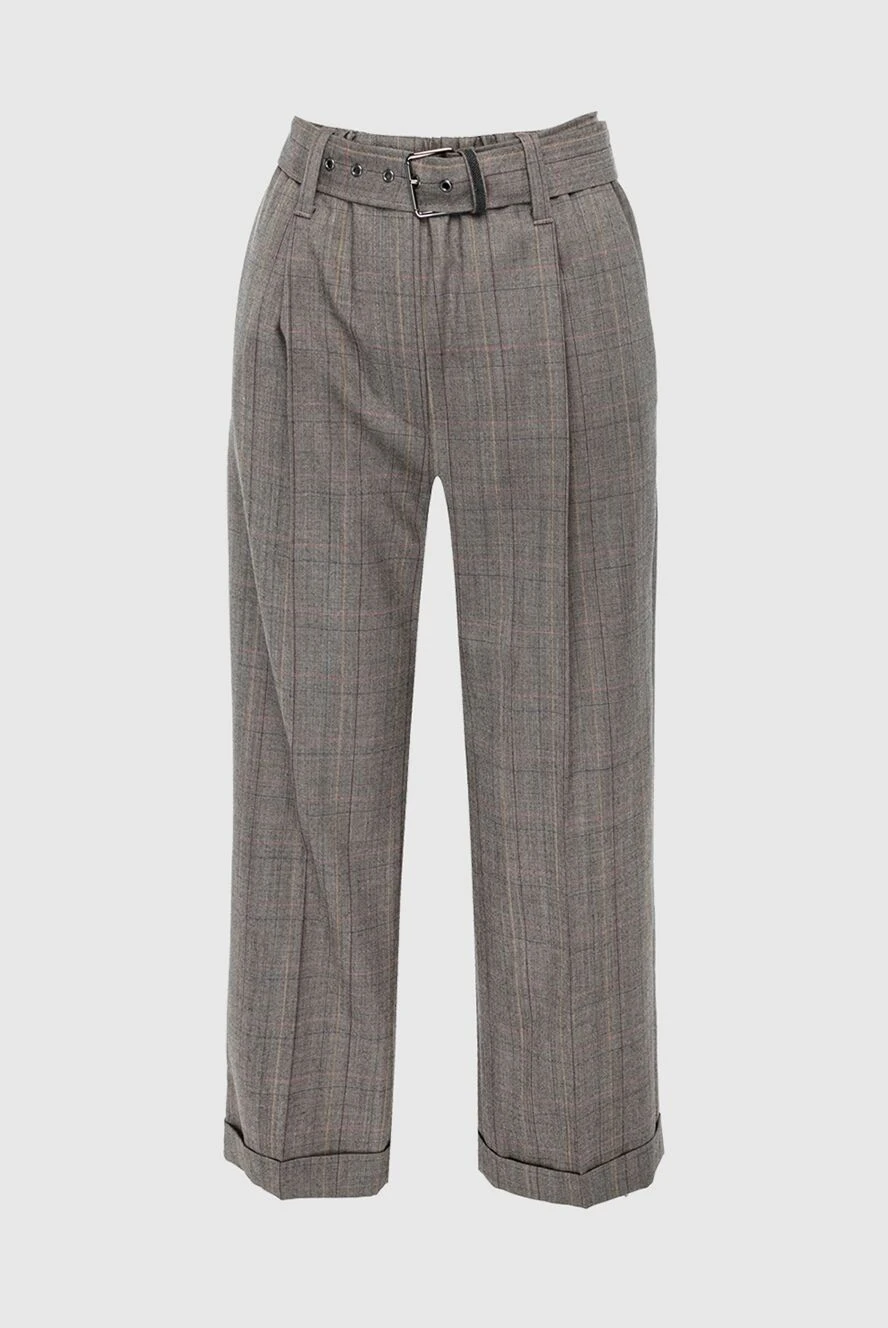 Brunello Cucinelli woman brown wool trousers for women купить с ценами и фото 164282 - photo 1