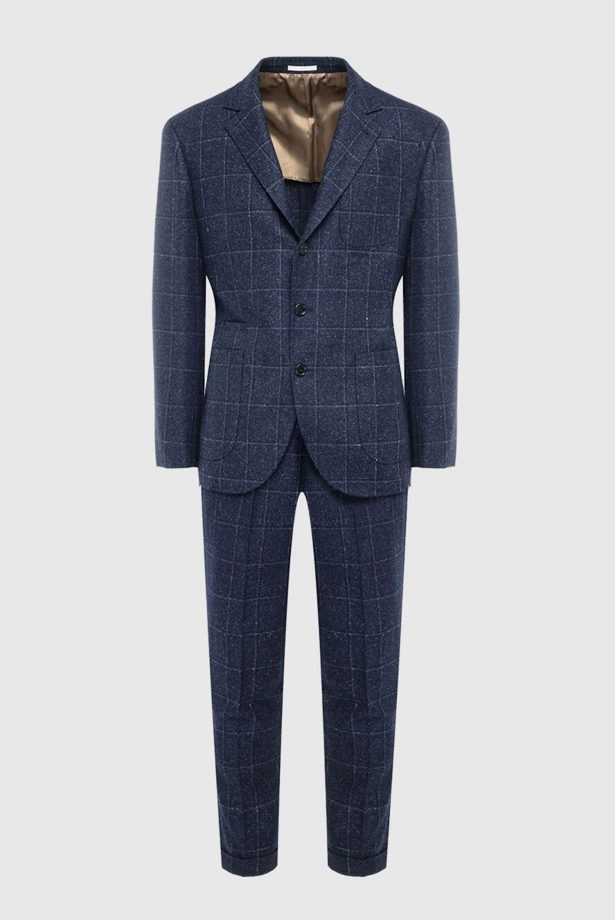 Brunello Cucinelli man men's suit made of wool and silk, blue купить с ценами и фото 164309 - photo 1