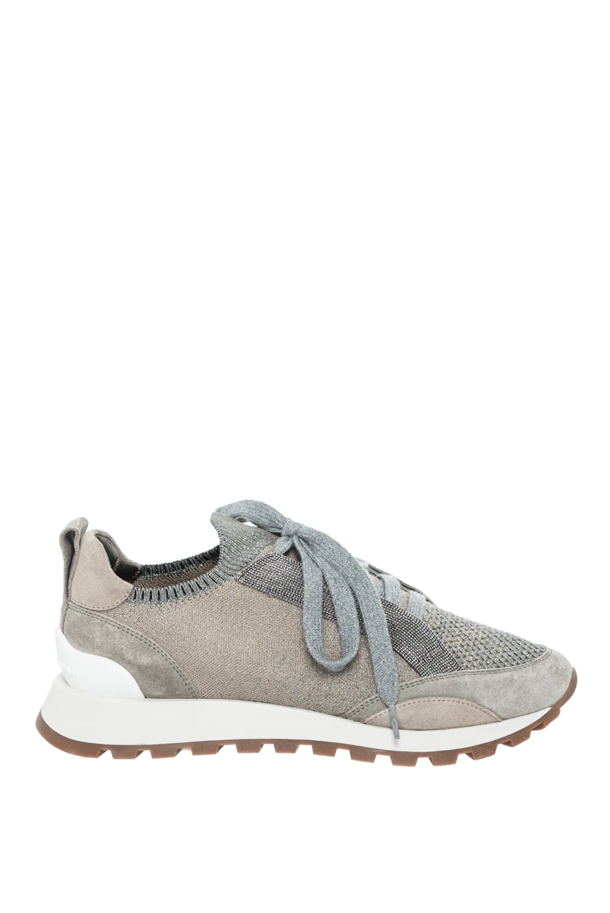 Women's beige sneakers with shiny inserts