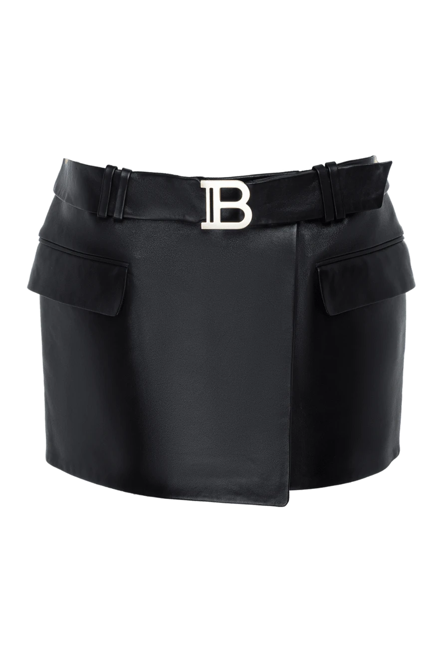 Balmain woman black leather skirt for women купить с ценами и фото 164332 - photo 1