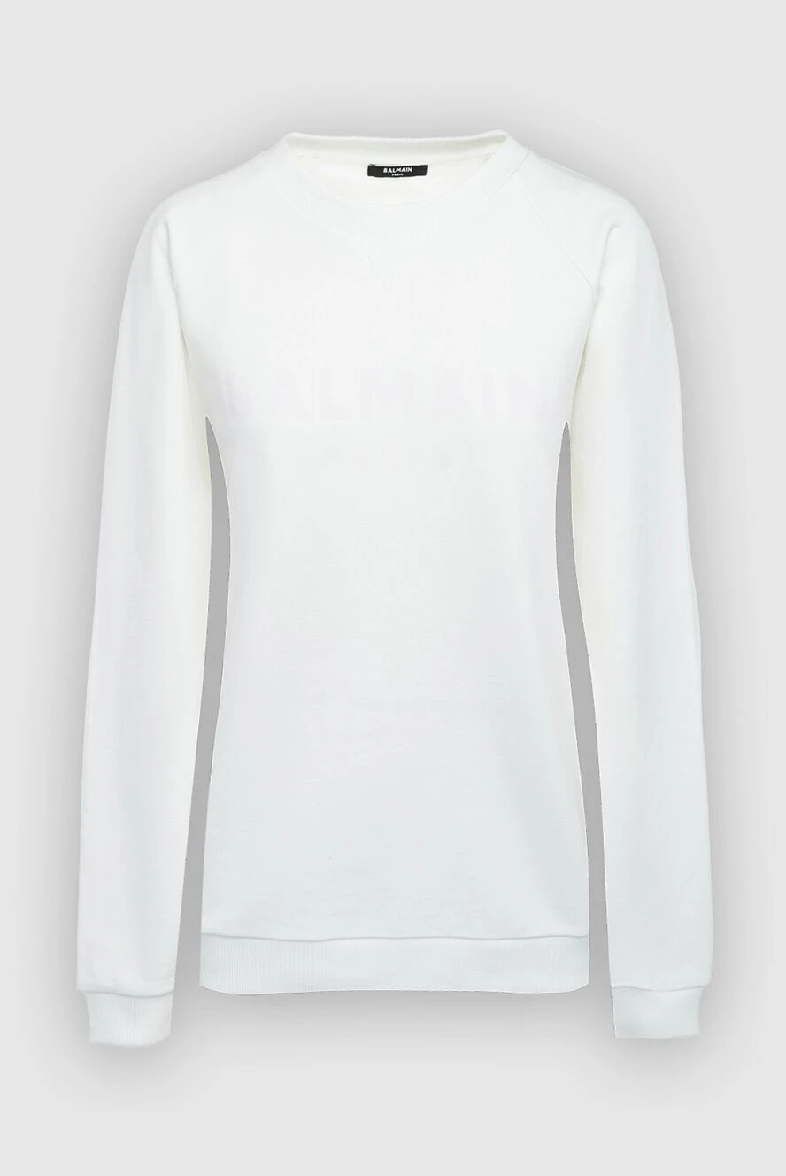 Balmain woman white cotton sweatshirt for women купить с ценами и фото 164336 - photo 1