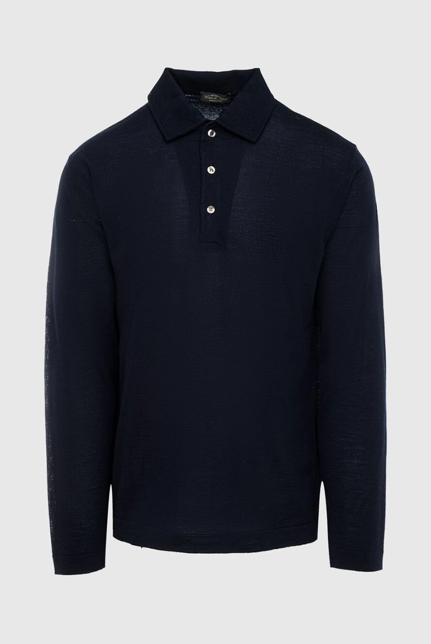 Cesare di Napoli man wool long sleeve polo blue for men купить с ценами и фото 164399 - photo 1