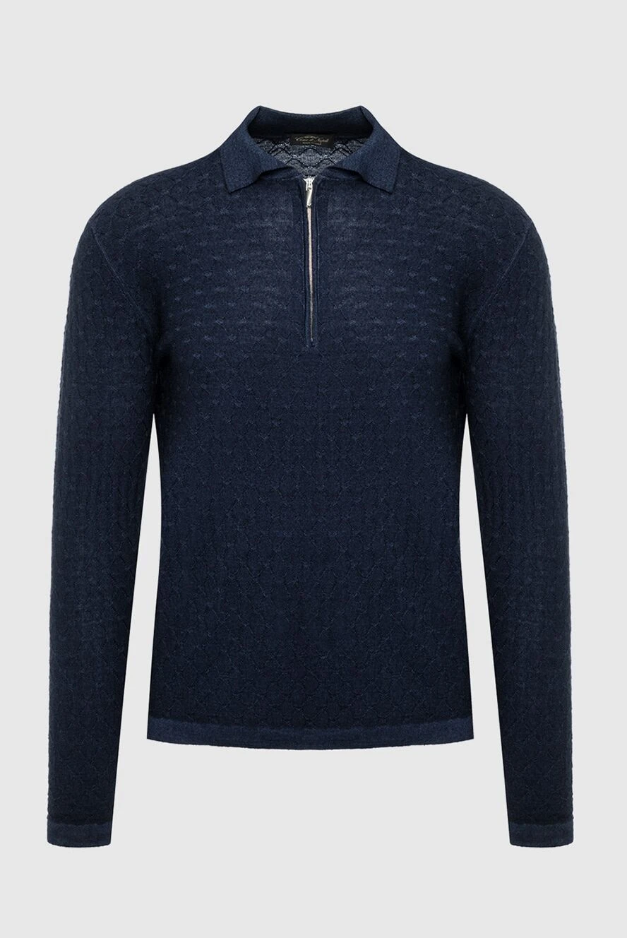 Cesare di Napoli man wool long sleeve polo blue for men купить с ценами и фото 164400 - photo 1