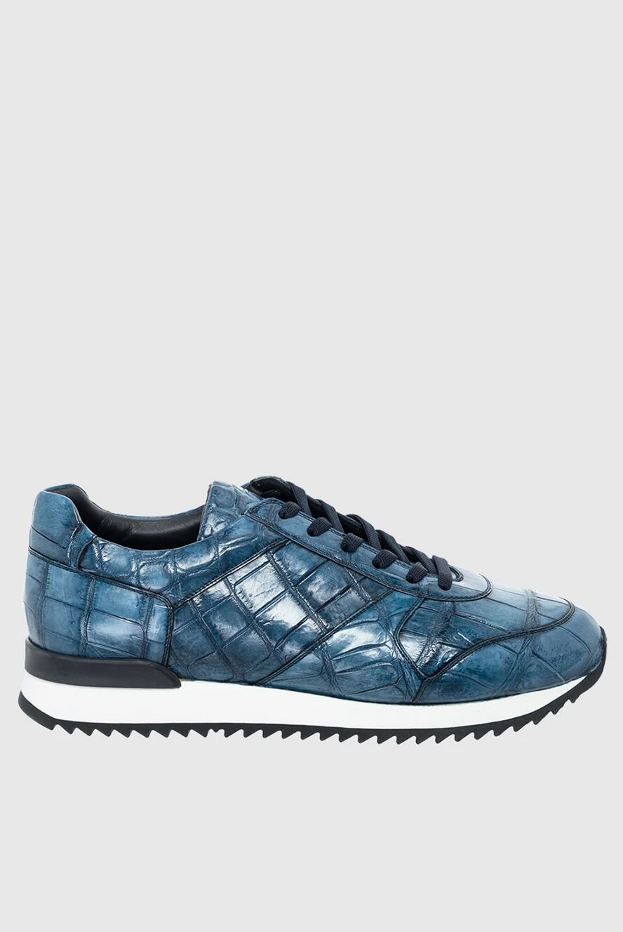 Cesare di Napoli man blue crocodile sneakers for men купить с ценами и фото 164454 - photo 1