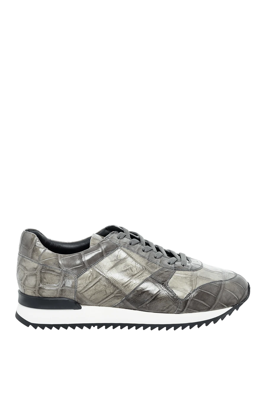 Cesare di Napoli man gray crocodile leather sneakers for men купить с ценами и фото 164457 - photo 1