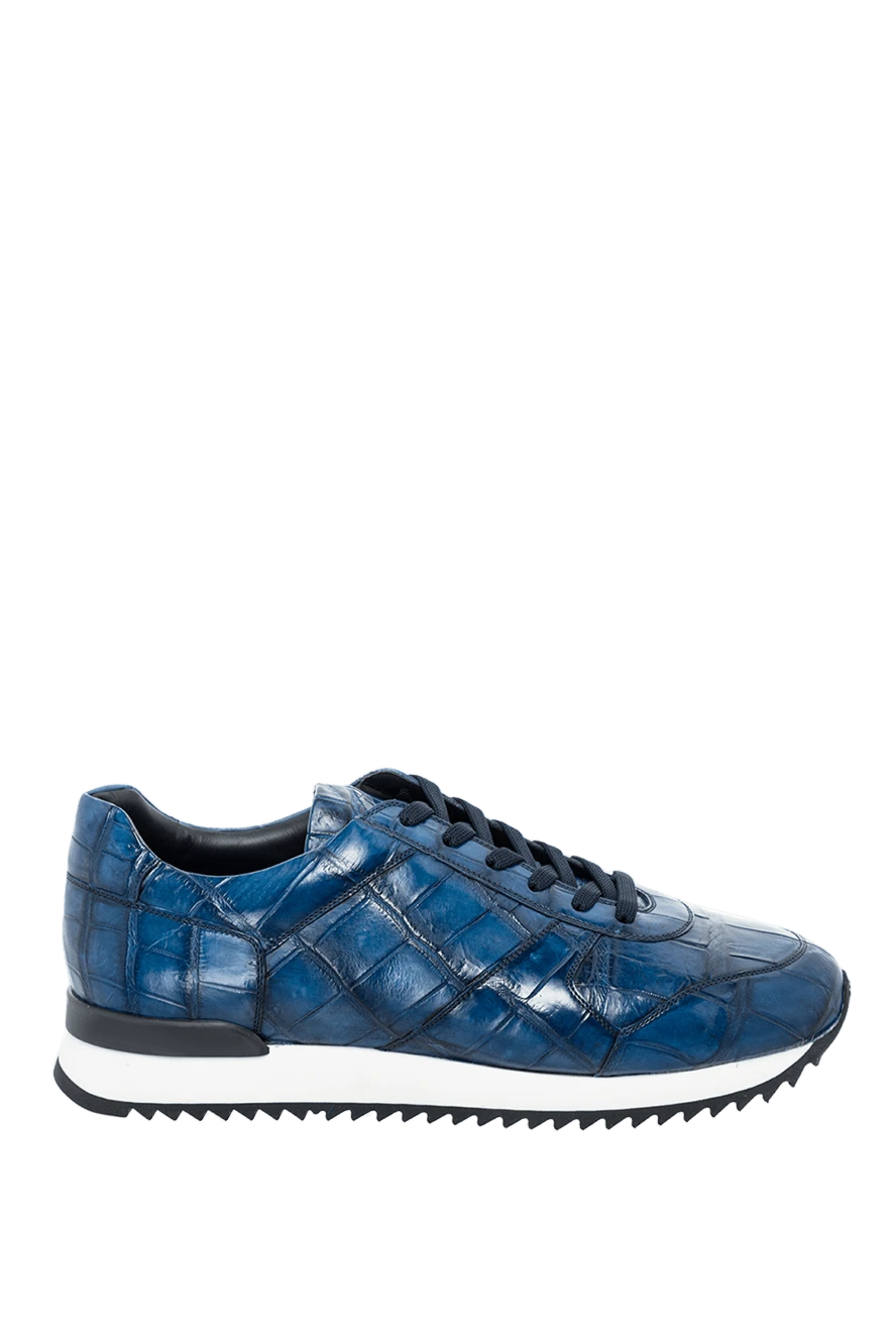 Cesare di Napoli man blue crocodile leather sneakers for men купить с ценами и фото 164459 - photo 1