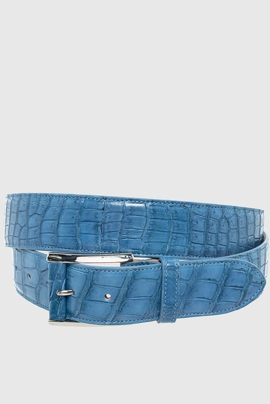 Cesare di Napoli man blue crocodile leather belt for men купить с ценами и фото 164551 - photo 1