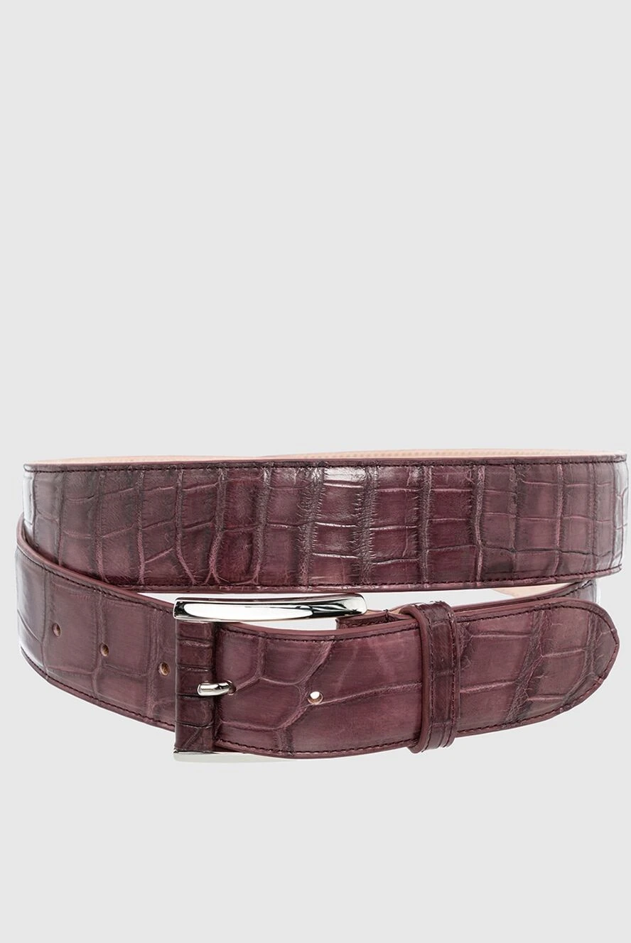 Cesare di Napoli man crocodile leather belt burgundy for men купить с ценами и фото 164553 - photo 1