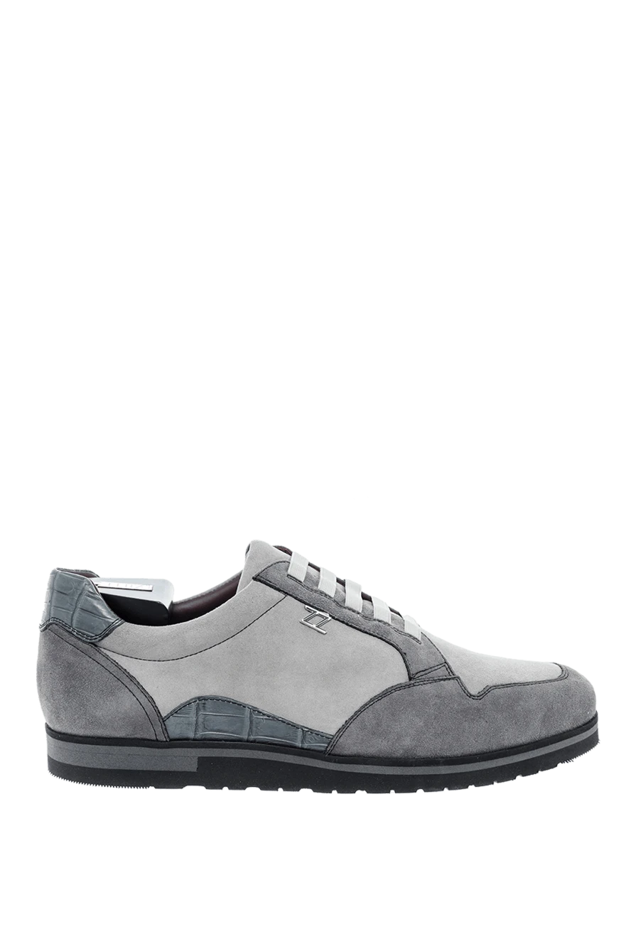 Zilli man sneakers in nubuck and crocodile skin gray for men купить с ценами и фото 164680 - photo 1