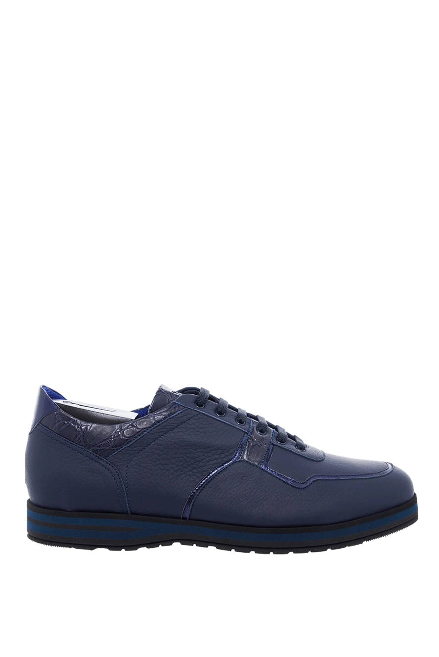 Zilli man sneakers in crocodile leather and nubuck blue for men купить с ценами и фото 164698 - photo 1