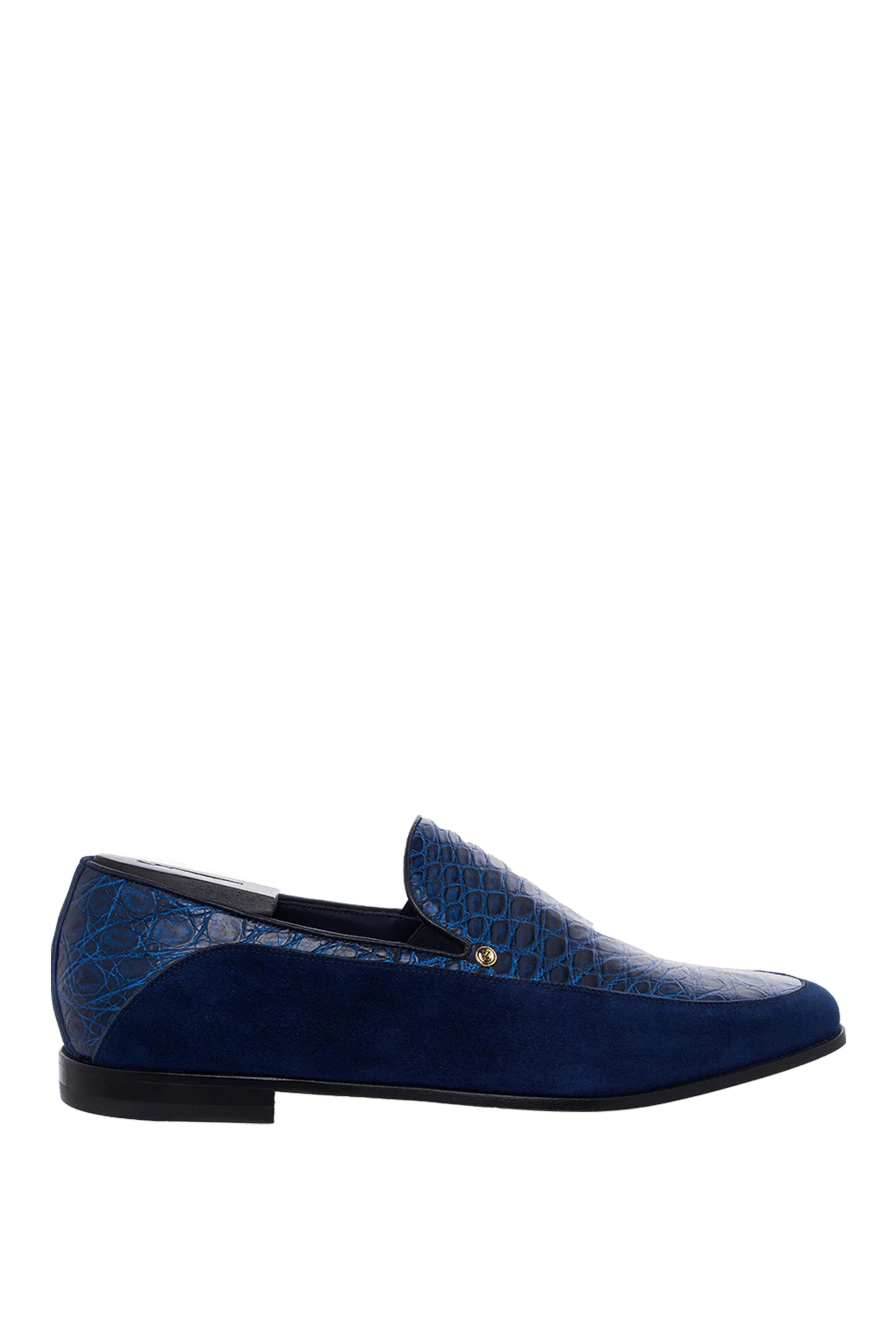 Zilli man blue suede and crocodile leather loafers for men купить с ценами и фото 164709 - photo 1